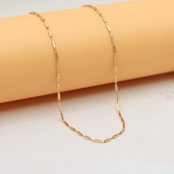 "Textured Rose Gold Chain Necklace, Elegant Shine, XPNL0182 - Picture 5 of 12